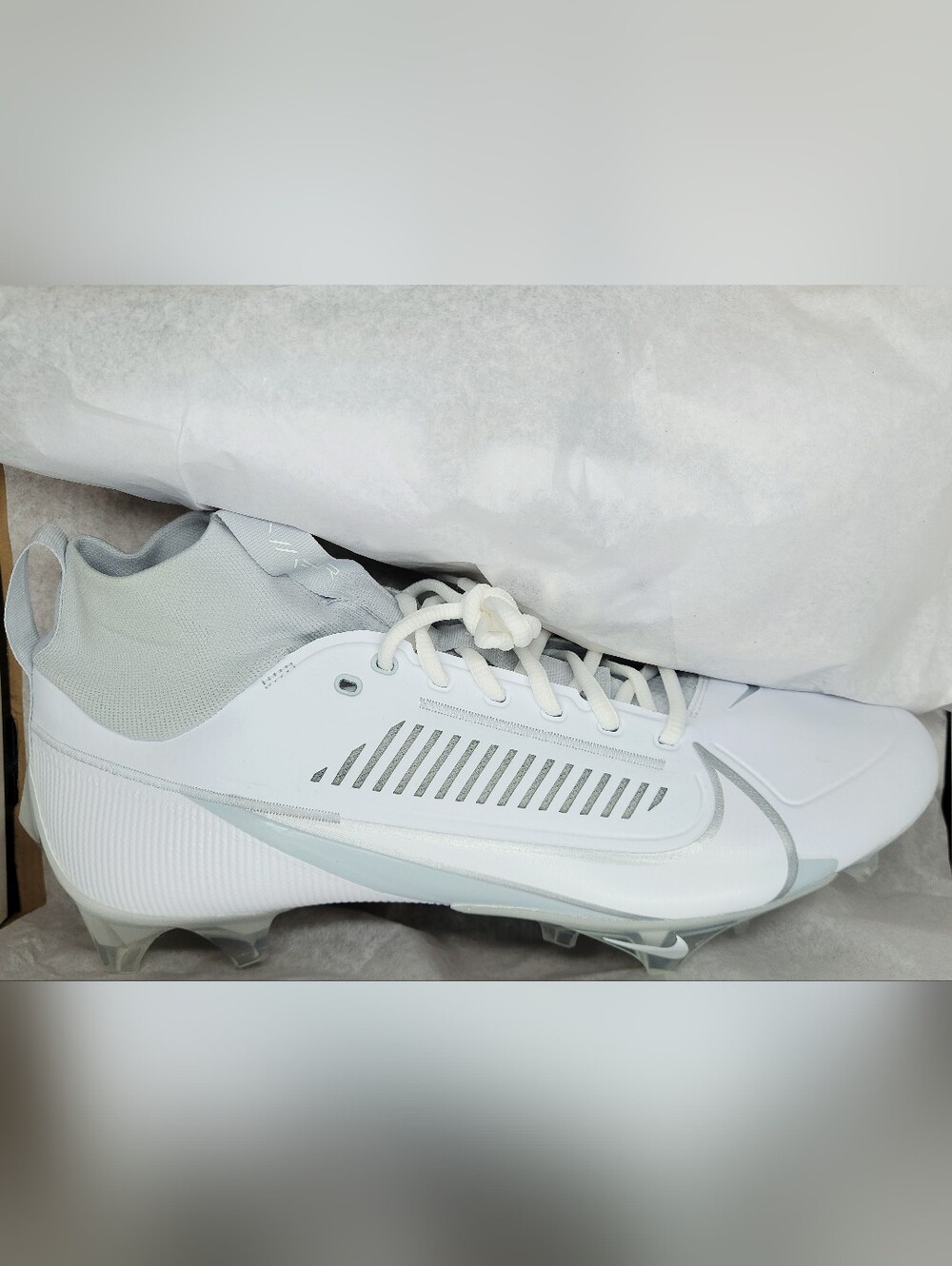 Nike Vapor Edge Pro 360 2 White/Metallic Silver Football Cleats Sz 12.5 Men NIB